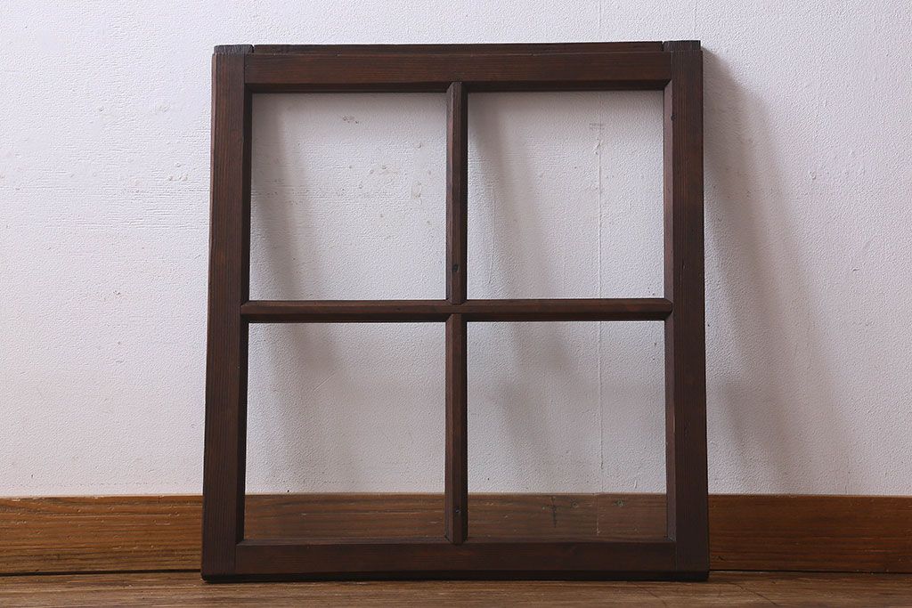 和製アンティーク　古い木のシンプルなガラス戸(窓)