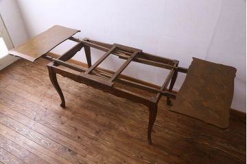 ヴィンテージ家具　フランスビンテージ　エレガントなエクステンションテーブル(ドローリーフテーブル、ダイニングテーブル)