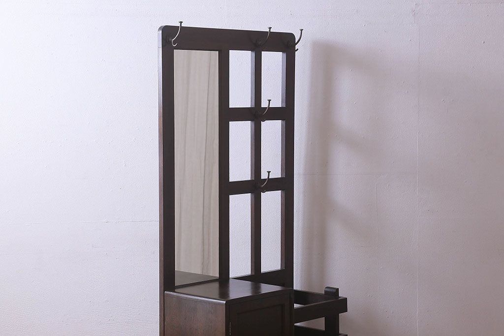 アンティーク雑貨　和製アンティーク　オーク材のシンプルなホールスタンド(傘立て、ハンガー、帽子掛け)