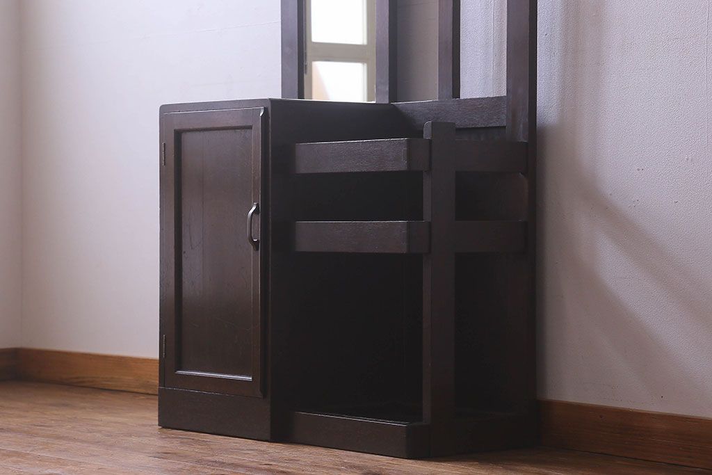 アンティーク雑貨　和製アンティーク　オーク材のシンプルなホールスタンド(傘立て、ハンガー、帽子掛け)