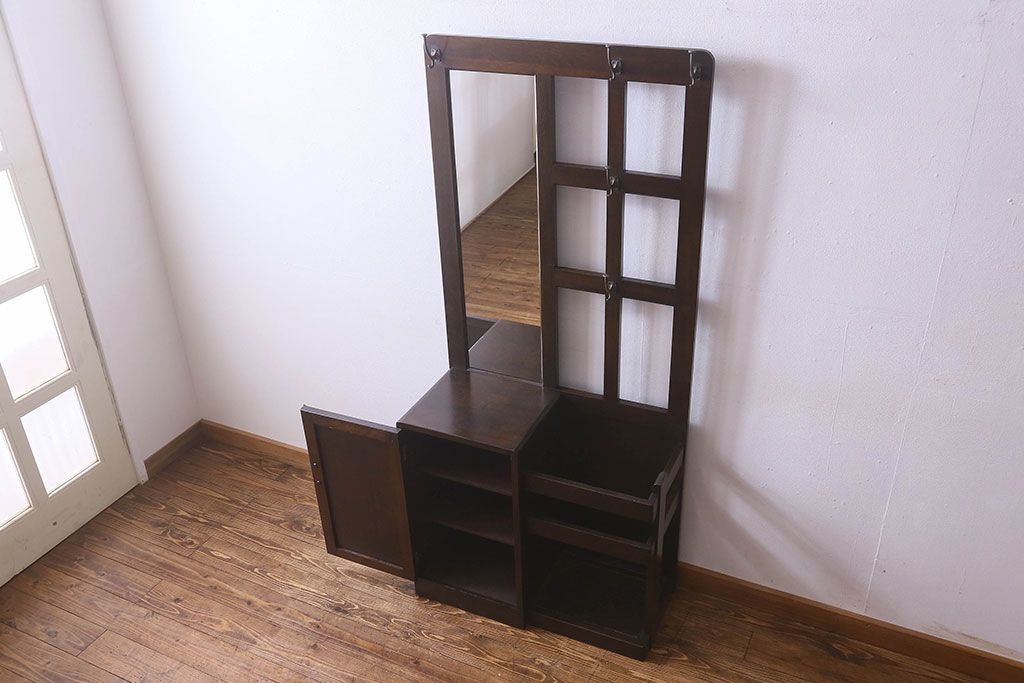 アンティーク雑貨　和製アンティーク　オーク材のシンプルなホールスタンド(傘立て、ハンガー、帽子掛け)