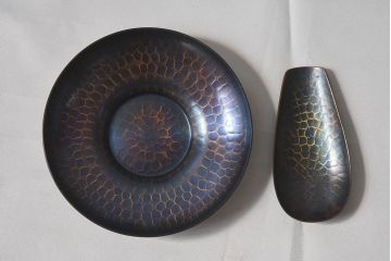 アンティーク雑貨　玉川堂　鎚起銅器　茶器揃(皿、急須、茶筒、建水、茶道具)