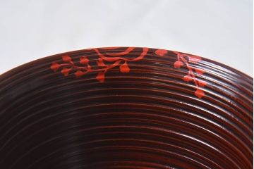 アンティーク　春次作　引目溜塗菊桐　盃洗(お椀、漆器)10客