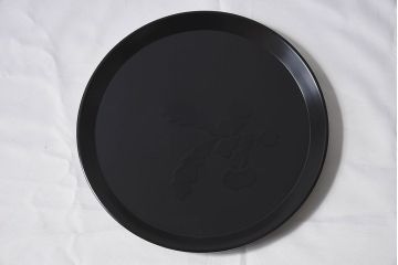 和製アンティーク　大正昭和初期　塗師小澤造　黒漆塗りが美しい桑名盆5枚セット(漆器、皿)