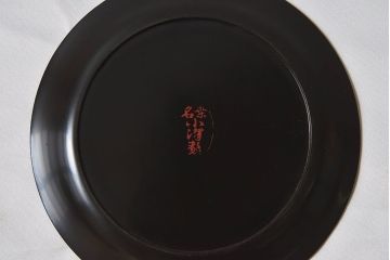 大正〜昭和初期　桑名塗師小澤造　木製菓子皿(漆器)5枚セット