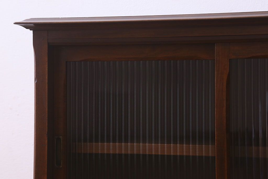 【M様ご決済用】大正ロマン　レトロなガラス入り!小振りなアンティーク戸棚(収納棚、食器棚、本箱)