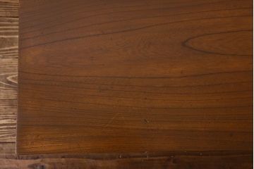 レトロ家具　昭和レトロ　総ケヤキ材　天板一枚板!杢目が美しいビンテージデスク(片袖机、在宅ワーク、在宅用文机、在宅ワーク、在宅用座卓)