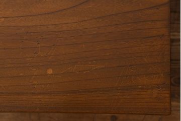 レトロ家具　昭和レトロ　総ケヤキ材　天板一枚板!杢目が美しいビンテージデスク(片袖机、在宅ワーク、在宅用文机、在宅ワーク、在宅用座卓)