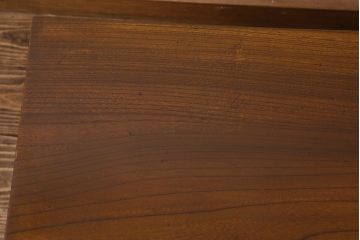 レトロ家具　昭和レトロ　総ケヤキ材　天板一枚板!杢目が美しいビンテージデスク(片袖机、在宅ワーク、在宅用文机、在宅ワーク、在宅用座卓)