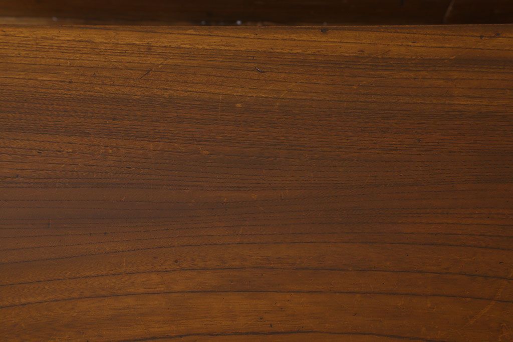 レトロ家具　昭和レトロ　総ケヤキ材　天板一枚板!杢目が美しいビンテージデスク(片袖机、在宅ワーク、在宅用文机、在宅ワーク、在宅用座卓)