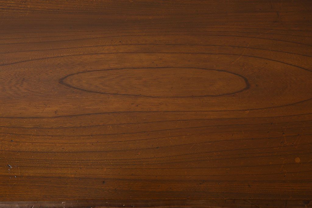 レトロ家具　昭和レトロ　総ケヤキ材　天板一枚板!杢目が美しいビンテージデスク(片袖机、在宅ワーク、在宅用文机、在宅ワーク、在宅用座卓)