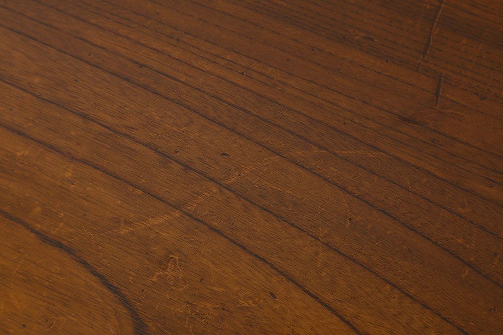 レトロ家具　昭和レトロ　総ケヤキ材　天板一枚板!杢目が美しいビンテージデスク(片袖机、在宅ワーク、在宅用文机、在宅ワーク、在宅用座卓)