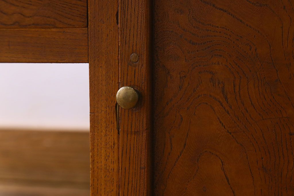 レトロ家具　昭和レトロ　総ケヤキ材　天板一枚板!杢目が美しいビンテージデスク(片袖机、在宅ワーク、在宅用文机、在宅ワーク、在宅用座卓)