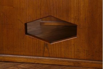 レトロ家具　昭和レトロ　総ケヤキ材　天板一枚板!杢目が美しいビンテージデスク(片袖机、在宅ワーク、在宅用文机、在宅ワーク、在宅用座卓)