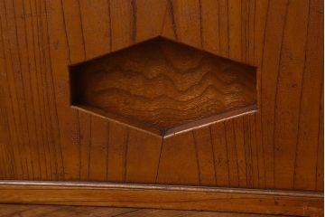 レトロ家具　昭和レトロ　総ケヤキ材　天板一枚板!杢目が美しいビンテージデスク(片袖机、在宅ワーク、在宅用文机、在宅ワーク、在宅用座卓)