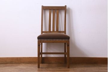 レトロ家具　昭和レトロ　ナラ材　シンプルなデザインのチェア(椅子、ダイニングチェア、ワークチェア)