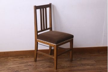 レトロ家具　昭和レトロ　ナラ材　シンプルなデザインのチェア(椅子、ダイニングチェア、ワークチェア)