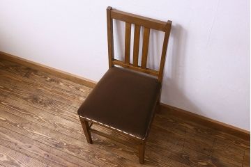 レトロ家具　昭和レトロ　ナラ材　シンプルなデザインのチェア(椅子、ダイニングチェア、ワークチェア)