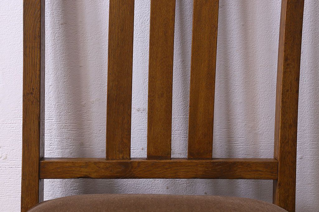 レトロ家具　昭和レトロ　ナラ材　シンプルなデザインのチェア(椅子、ダイニングチェア、ワークチェア)