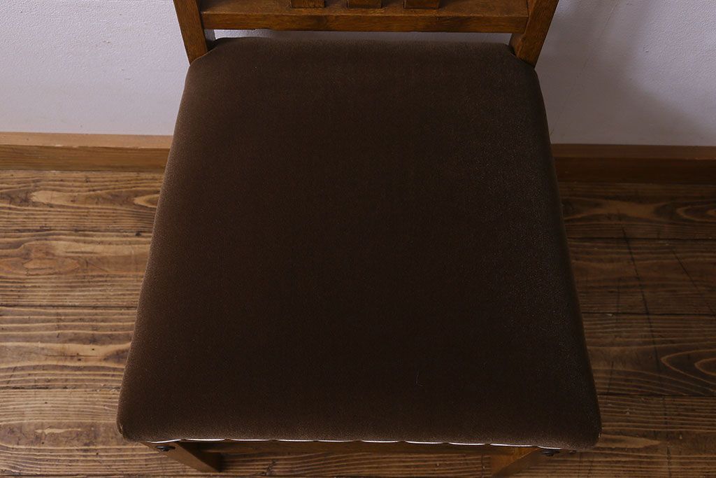 レトロ家具　昭和レトロ　ナラ材　シンプルなデザインのチェア(椅子、ダイニングチェア、ワークチェア)