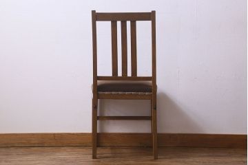 レトロ家具　昭和レトロ　ナラ材　シンプルなデザインのチェア(椅子、ダイニングチェア、ワークチェア)