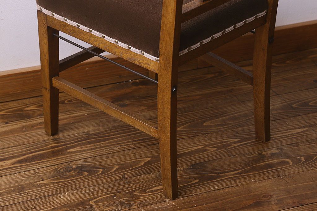 レトロ家具　昭和レトロ　ナラ材　シンプルなデザインのチェア(椅子、ダイニングチェア、ワークチェア)