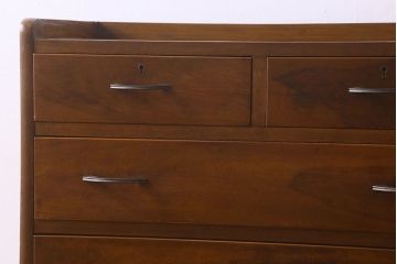 レトロ家具　昭和レトロ　カバ材製のシンプルなヴィンテージチェスト(引き出し、衣装箪笥、ビンテージ)