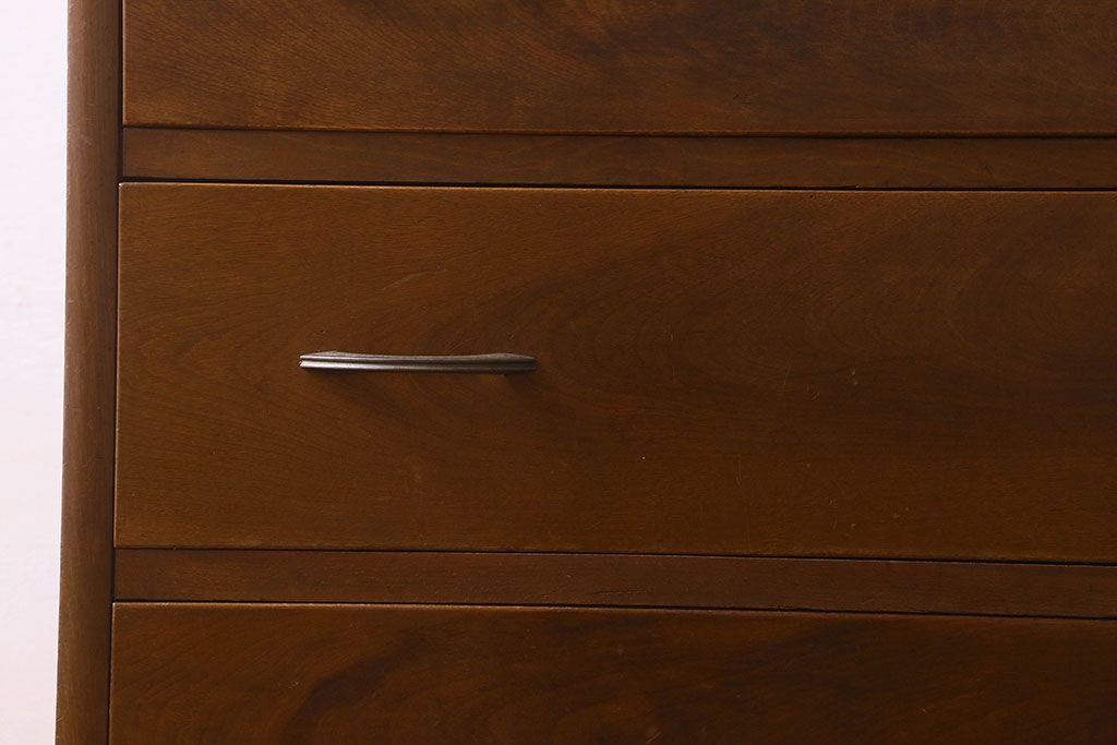 レトロ家具　昭和レトロ　カバ材製のシンプルなヴィンテージチェスト(引き出し、衣装箪笥、ビンテージ)