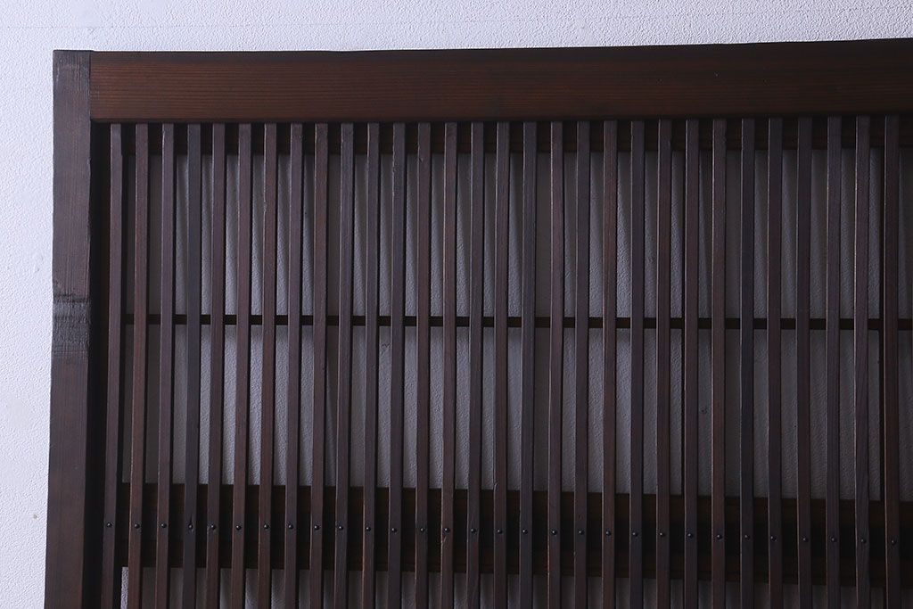 和製アンティーク　和モダンな雰囲気漂うガラス帯の格子戸(引き戸、建具)2枚セット