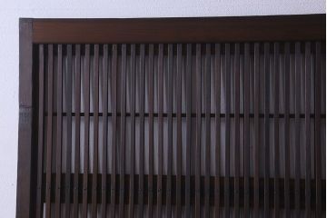 和製アンティーク　和モダンな雰囲気漂うガラス帯の格子戸(引き戸、建具)2枚セット