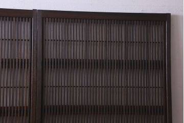 和製アンティーク　和モダンな雰囲気漂うガラス帯の格子戸(引き戸、建具)2枚セット