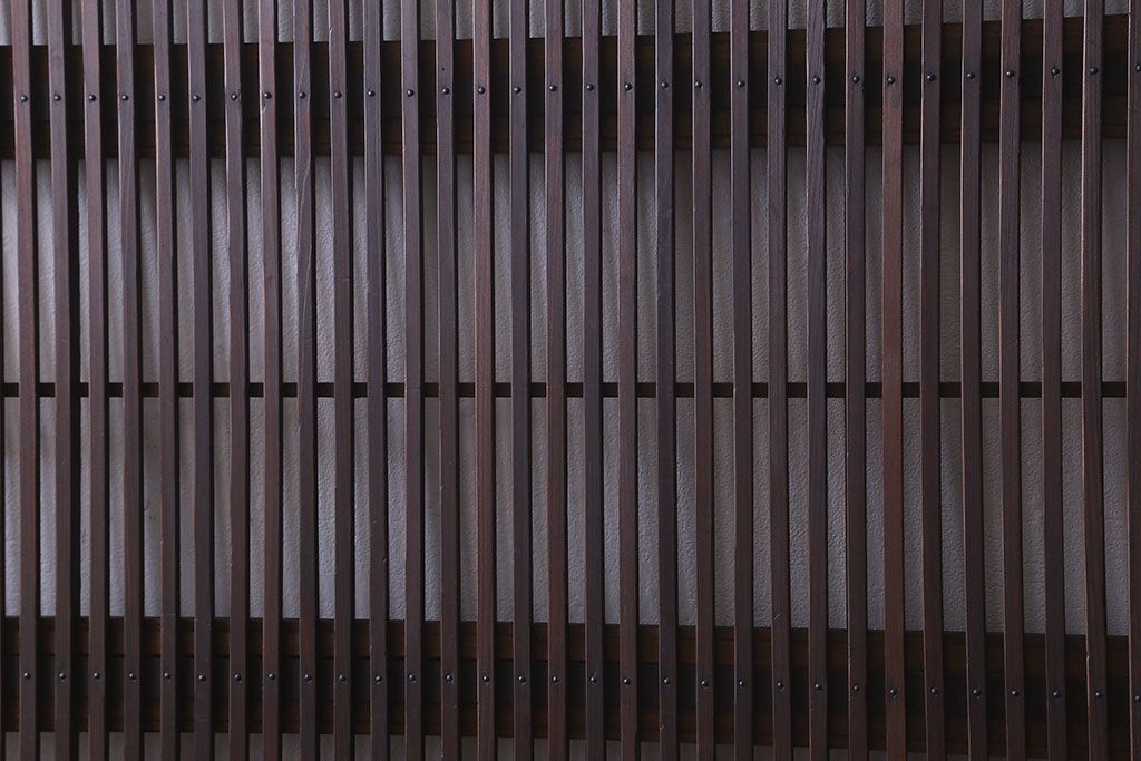 和製アンティーク　和モダンな雰囲気漂うガラス帯の格子戸(引き戸、建具)2枚セット