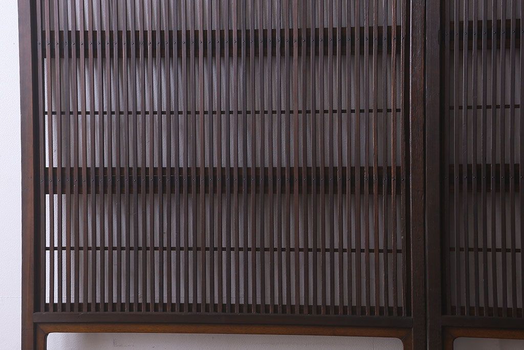 和製アンティーク　和モダンな雰囲気漂うガラス帯の格子戸(引き戸、建具)2枚セット