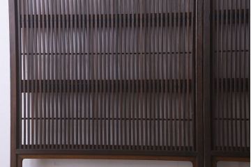 和製アンティーク　和モダンな雰囲気漂うガラス帯の格子戸(引き戸、建具)2枚セット