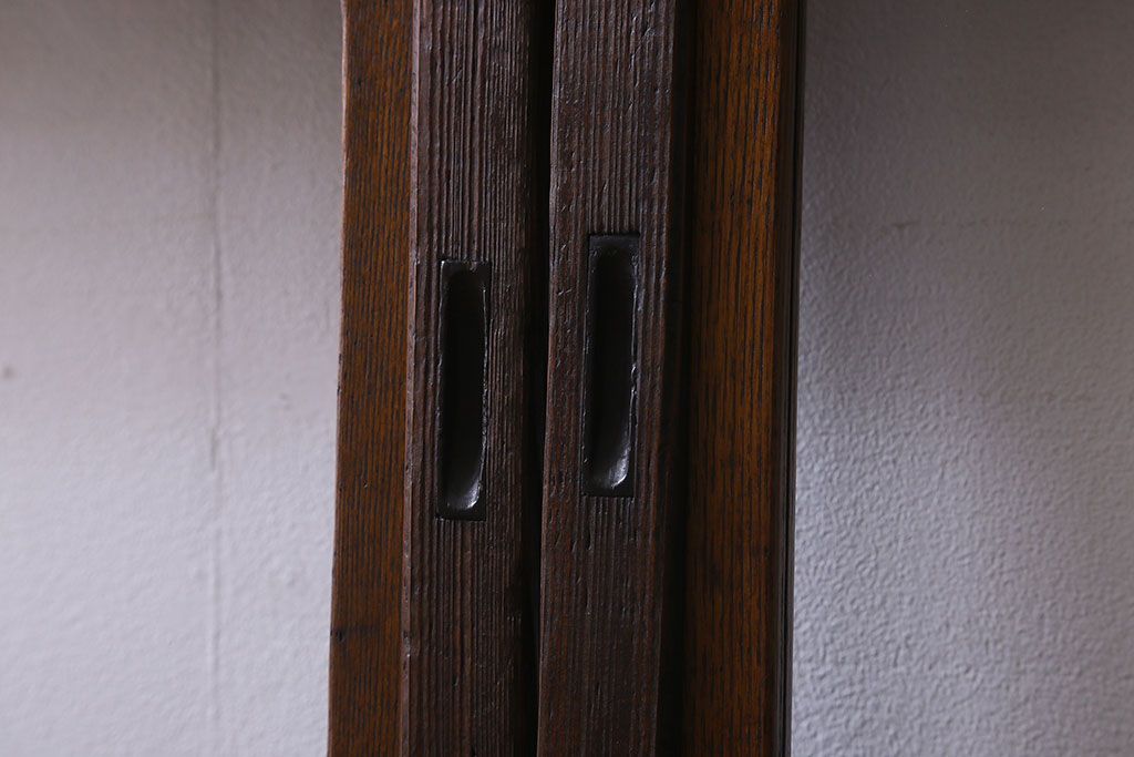 和製アンティーク　和モダンな雰囲気漂うガラス帯の格子戸(引き戸、建具)2枚セット