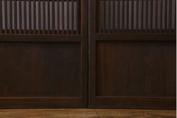 和製アンティーク　和モダンな雰囲気漂うガラス帯の格子戸(引き戸、建具)2枚セット