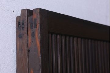 和製アンティーク　和モダンな雰囲気漂うガラス帯の格子戸(引き戸、建具)2枚セット