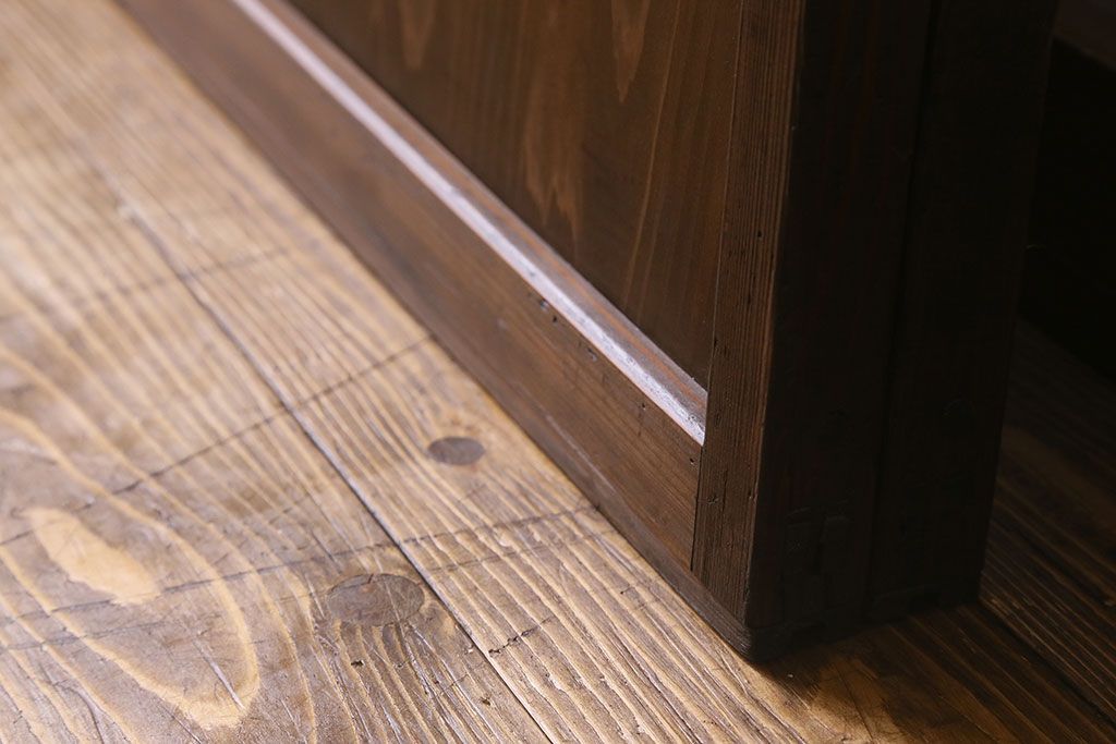 和製アンティーク　和モダンな雰囲気漂うガラス帯の格子戸(引き戸、建具)2枚セット