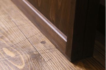 和製アンティーク　和モダンな雰囲気漂うガラス帯の格子戸(引き戸、建具)2枚セット