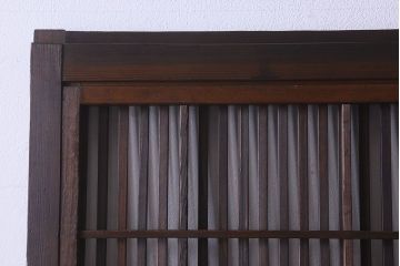 和製アンティーク　和モダンな雰囲気漂うガラス帯の格子戸(引き戸、建具)2枚セット