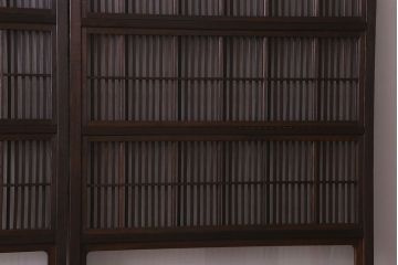 和製アンティーク　和モダンな雰囲気漂うガラス帯の格子戸(引き戸、建具)2枚セット