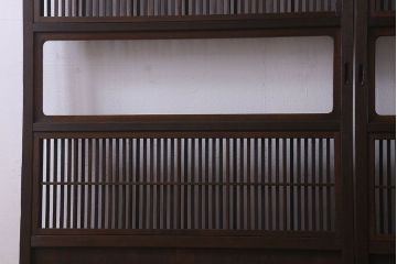 和製アンティーク　和モダンな雰囲気漂うガラス帯の格子戸(引き戸、建具)2枚セット