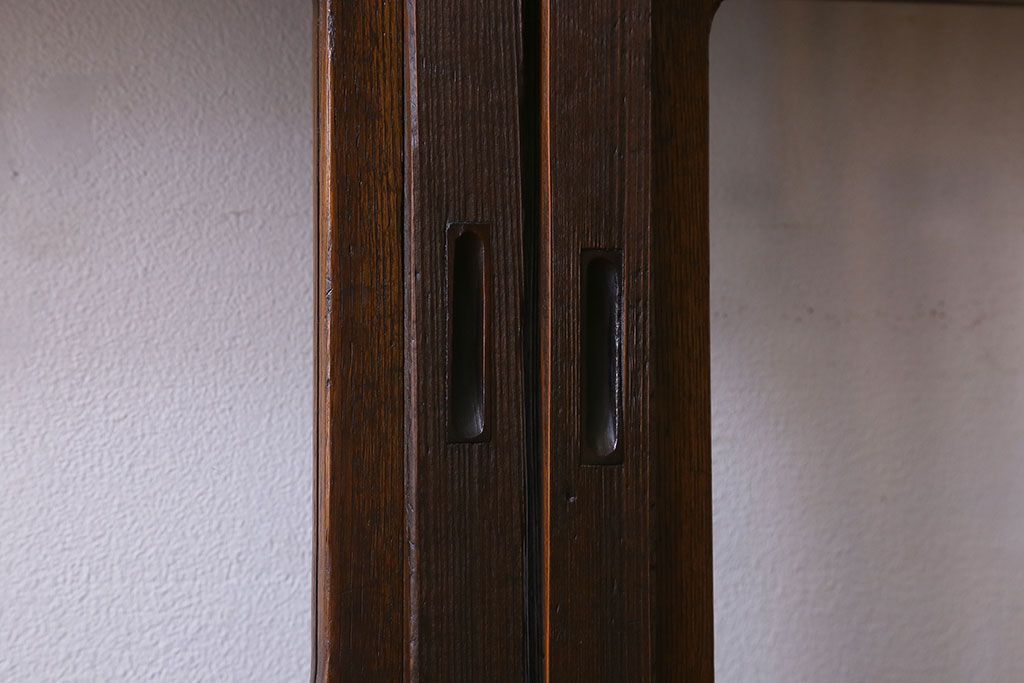 和製アンティーク　和モダンな雰囲気漂うガラス帯の格子戸(引き戸、建具)2枚セット