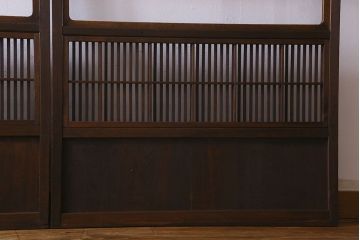 和製アンティーク　和モダンな雰囲気漂うガラス帯の格子戸(引き戸、建具)2枚セット