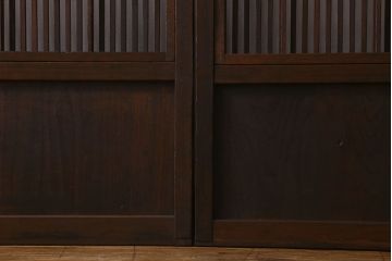 和製アンティーク　和モダンな雰囲気漂うガラス帯の格子戸(引き戸、建具)2枚セット