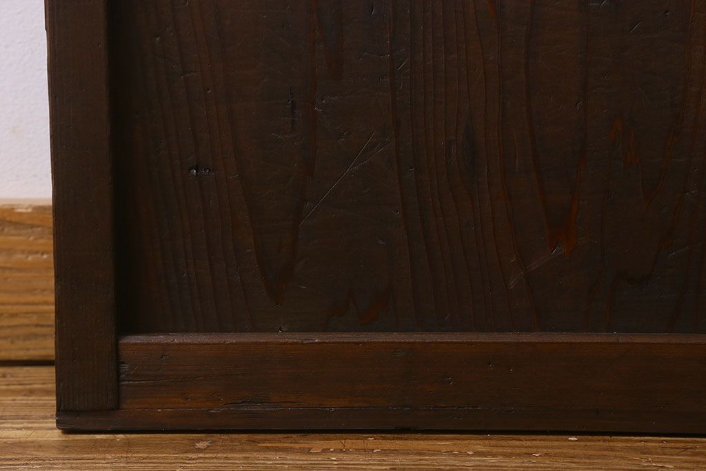 和製アンティーク　和モダンな雰囲気漂うガラス帯の格子戸(引き戸、建具)2枚セット