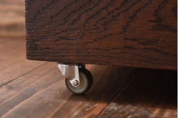 アンティーク雑貨　和製アンティーク　ナラ材　古い木味が魅力的なキャスター付きごみ箱(木箱)(1)