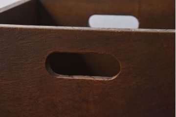 アンティーク雑貨　和製アンティーク　ナラ材　古い木味が魅力的なキャスター付きごみ箱(木箱)(2)