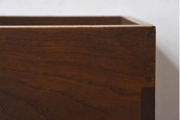 アンティーク雑貨　和製アンティーク　ナラ材　古い木味が魅力的なキャスター付きごみ箱(木箱)(2)