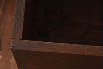 アンティーク雑貨　和製アンティーク　ナラ材　古い木味が魅力的なキャスター付きごみ箱(木箱)(3)